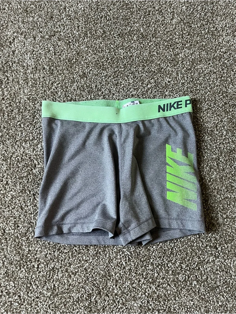 Nike Pro Women’s Large Gray & Mint Green Athletic Compression Shorts